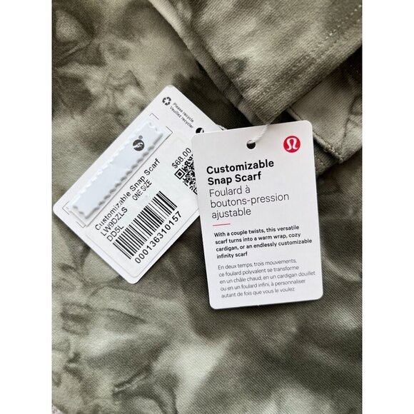 Lululemon Customizable Snap Scarf Diamond Dye Olive Green NWT Soft Stretch Wrap - Picture 8 of 9